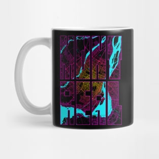 Montreal, Canada City Map Typography - Neon Mug